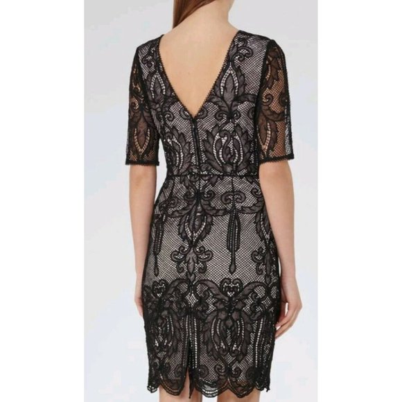 Reiss Zola Overlay Lace Dress Black Size US 6/ UK 10 - Picture 2 of 9